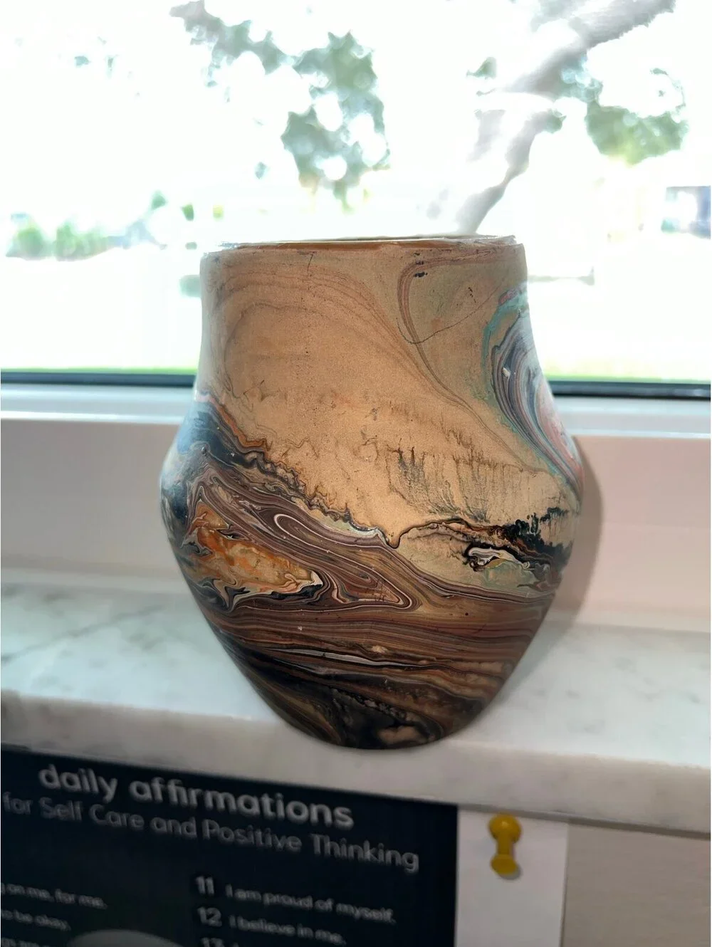 Nemadji indian pottery hand made from native american clay #7 swirl Vase vtg